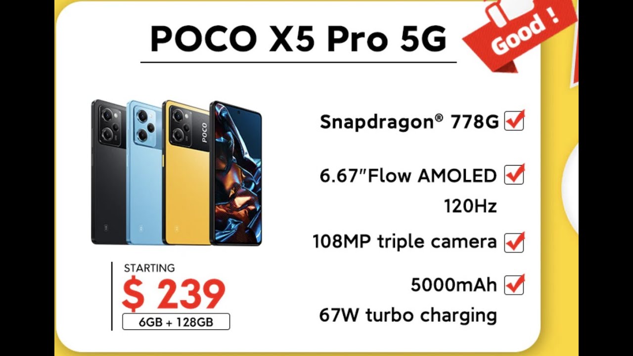 The Best Midrange Android phone AMOLED 48MP SD695, Poco X5 5G